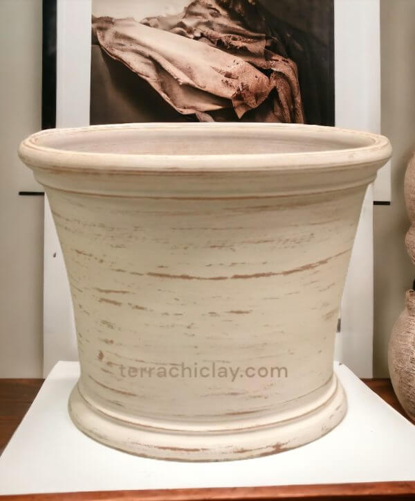 antique clay planter in decor