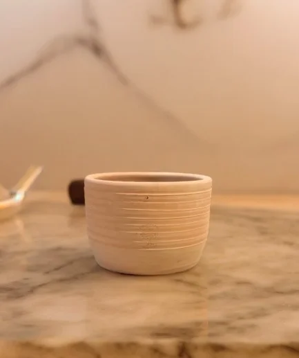 bonsai pot on marble floor