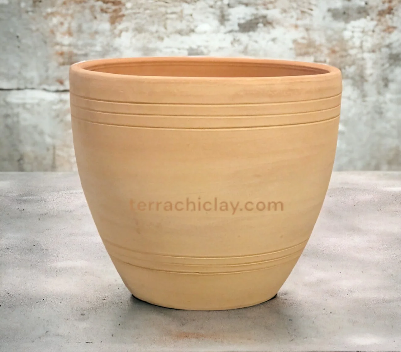 Clay pot on concrete floor