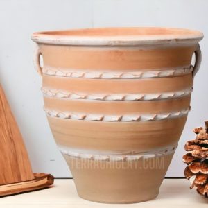 Range of Terracotta Pots 28 large planter on a wooden floor