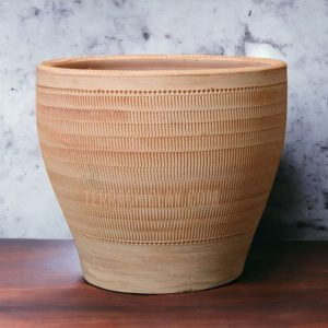 Terracotta planter on wooden floor