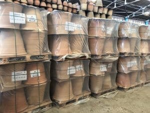 Wooden pallet with planters safely packed