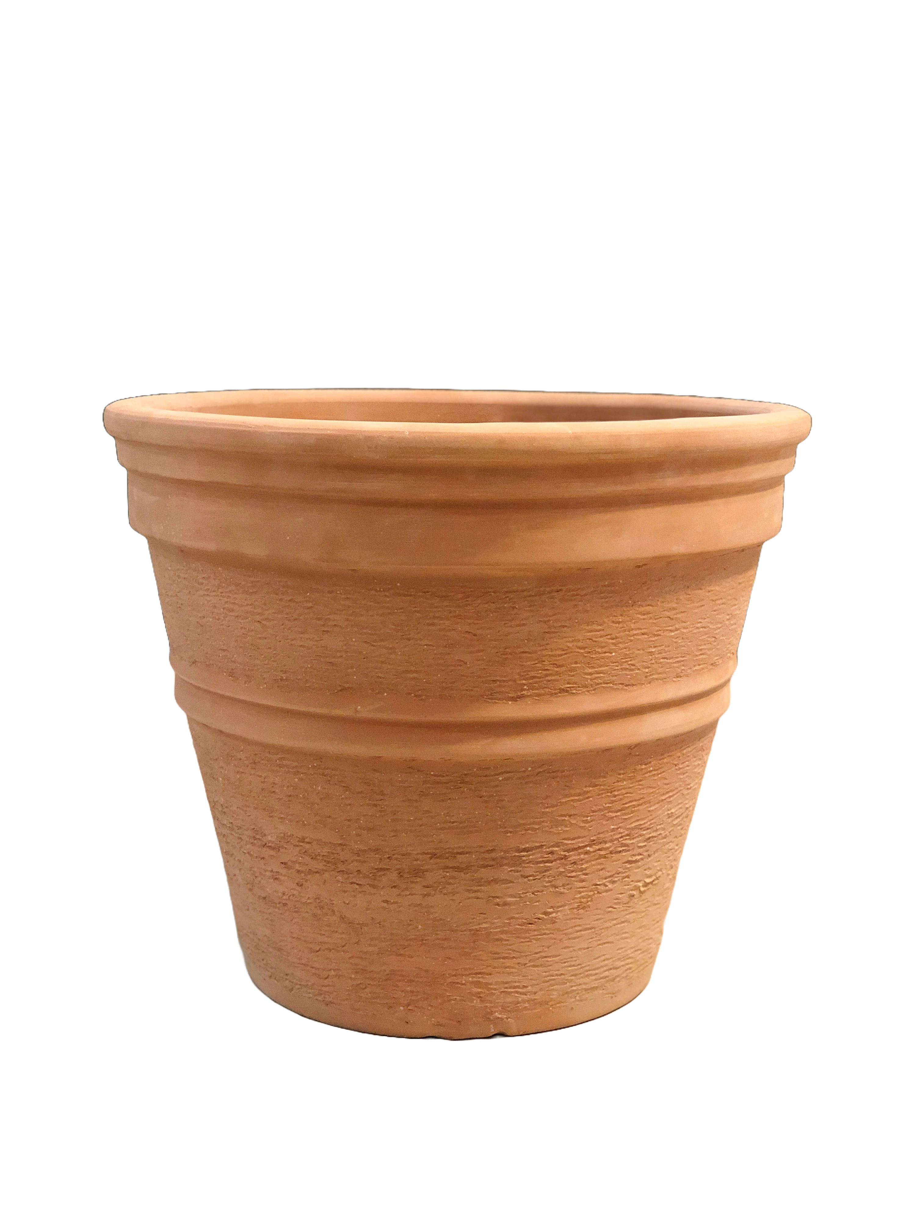 44cm stackable machine-made terracotta pot with jute rope texture pattern showing detailed mold capability